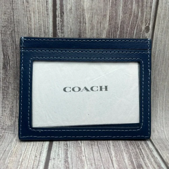NEW COACH Denim & Leather Quilted Slim ID Card Case Compact Wallet - Picture 5 of 10